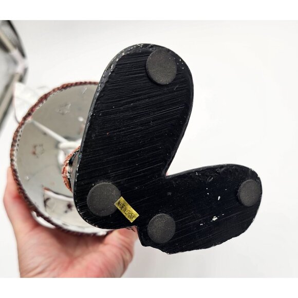 VTG Metal Snowman Tealight Candle Holder W/ Orange Hat & Red Coat Holiday Décor - Picture 5 of 6